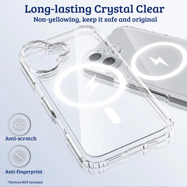 iPhone 16 Premium Clear Case Cover: High-Quality Acrylic + TPU, MagSafe Compatibility, Screen & Camera Protection, Dust-Proof Design